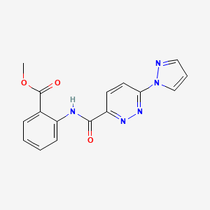 molecular formula C16H13N5O3 B2991043 methyl 2-(6-(1H-pyrazol-1-yl)pyridazine-3-carboxamido)benzoate CAS No. 1351642-10-8