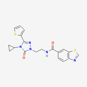 molecular formula C19H17N5O2S2 B2991094 N-(2-(4-cyclopropyl-5-oxo-3-(thiophen-2-yl)-4,5-dihydro-1H-1,2,4-triazol-1-yl)ethyl)benzo[d]thiazole-6-carboxamide CAS No. 1448132-98-6
