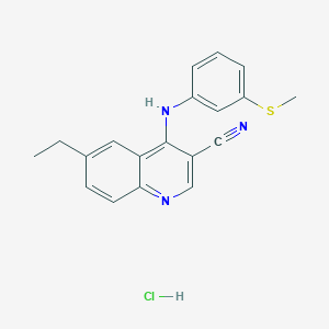 B2991097 6-Ethyl-4-((3-(methylthio)phenyl)amino)quinoline-3-carbonitrile hydrochloride CAS No. 1331329-89-5