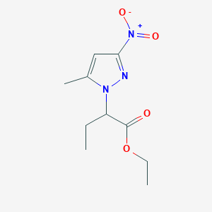 molecular formula C10H15N3O4 B2991152 ethyl 2-(5-methyl-3-nitro-1H-pyrazol-1-yl)butanoate CAS No. 1005576-85-1