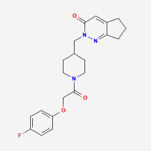 2-[[1-[2-(4-Fluorophenoxy)acetyl]piperidin-4-yl]methyl]-6,7-dihydro-5H-cyclopenta[c]pyridazin-3-one