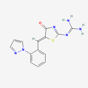 N-[4-oxo-5-{(Z)-[2-(1H-pyrazol-1-yl)phenyl]methylidene}-1,3-thiazol-2(4H)-yl]guanidine