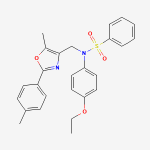 molecular formula C26H26N2O4S B2991217 N-{2-[1-(4-methylbenzoyl)piperidin-4-yl]ethyl}-5-(2-thienyl)isoxazole-3-carboxamide CAS No. 1251698-87-9