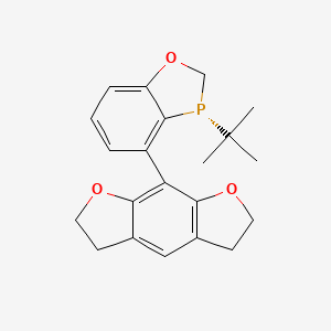 molecular formula C21H23O3P B2991222 (R)-3-(tert-butyl)-4-(2,3,5,6-tetrahydrobenzo[1,2-b:5,4-b']difuran-8-yl)-2,3-dihydrobenzo[d][1,3]oxaphosphole CAS No. 1835717-07-1