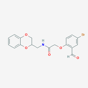 molecular formula C18H16BrNO5 B2991235 2-(4-bromo-2-formylphenoxy)-N-(2,3-dihydro-1,4-benzodioxin-3-ylmethyl)acetamide CAS No. 1147407-35-9