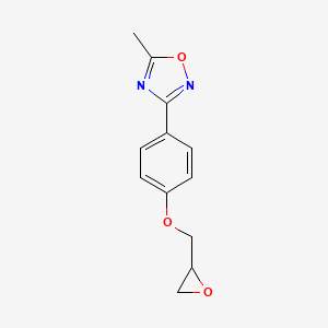 molecular formula C12H12N2O3 B2991236 5-Methyl-3-[4-(oxiran-2-ylmethoxy)phenyl]-1,2,4-oxadiazole CAS No. 144797-44-4
