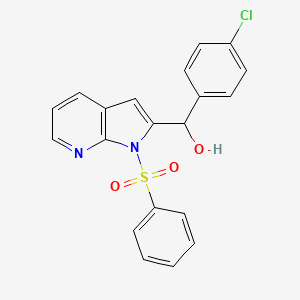 molecular formula C20H15ClN2O3S B2991238 (4-chlorophenyl)[1-(phenylsulfonyl)-1H-pyrrolo[2,3-b]pyridin-2-yl]methanol CAS No. 189089-86-9