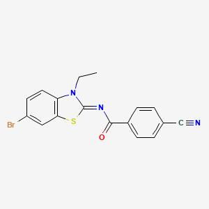 molecular formula C17H12BrN3OS B2991239 N-(6-bromo-3-ethyl-1,3-benzothiazol-2-ylidene)-4-cyanobenzamide CAS No. 865544-33-8