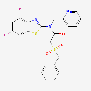 molecular formula C22H17F2N3O3S2 B2991241 2-(benzylsulfonyl)-N-(4,6-difluorobenzo[d]thiazol-2-yl)-N-(pyridin-2-ylmethyl)acetamide CAS No. 922452-25-3