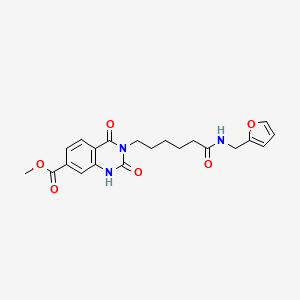 molecular formula C21H23N3O6 B2991251 methyl 3-[6-(furan-2-ylmethylamino)-6-oxohexyl]-2,4-dioxo-1H-quinazoline-7-carboxylate CAS No. 896384-10-4