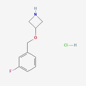 molecular formula C10H13ClFNO B2991294 3-[(3-Fluorobenzyl)oxy]azetidine hydrochloride CAS No. 1121634-60-3; 1185298-06-9