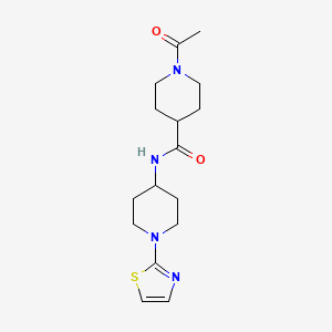 molecular formula C16H24N4O2S B2991296 1-acetyl-N-(1-(thiazol-2-yl)piperidin-4-yl)piperidine-4-carboxamide CAS No. 1448137-69-6