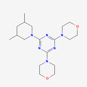 molecular formula C18H30N6O2 B2991300 2-(3,5-Dimethylpiperidin-1-yl)-4,6-di(morpholin-4-yl)-1,3,5-triazine CAS No. 942789-83-5