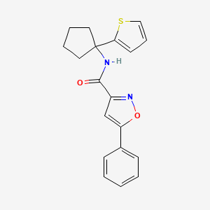 molecular formula C19H18N2O2S B2991302 5-苯基-N-(1-(噻吩-2-基)环戊基)异恶唑-3-甲酰胺 CAS No. 2034567-63-8