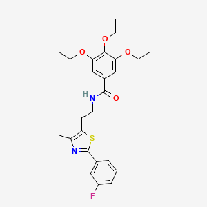 molecular formula C25H29FN2O4S B2991308 3,4,5-triethoxy-N-(2-(2-(3-fluorophenyl)-4-methylthiazol-5-yl)ethyl)benzamide CAS No. 946250-92-6