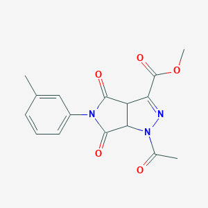 molecular formula C16H15N3O5 B299131 METHYL 1-ACETYL-5-(3-METHYLPHENYL)-4,6-DIOXO-1H,3AH,4H,5H,6H,6AH-PYRROLO[3,4-C]PYRAZOLE-3-CARBOXYLATE 
