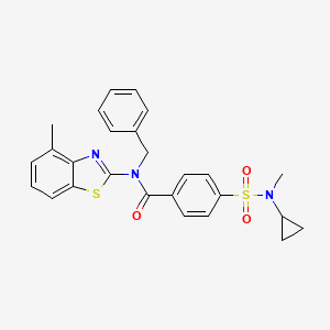 molecular formula C26H25N3O3S2 B2991312 N-benzyl-4-(N-cyclopropyl-N-methylsulfamoyl)-N-(4-methylbenzo[d]thiazol-2-yl)benzamide CAS No. 923483-06-1