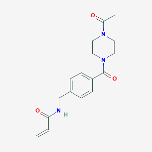 molecular formula C17H21N3O3 B2991313 N-[[4-(4-Acetylpiperazine-1-carbonyl)phenyl]methyl]prop-2-enamide CAS No. 2199967-46-7