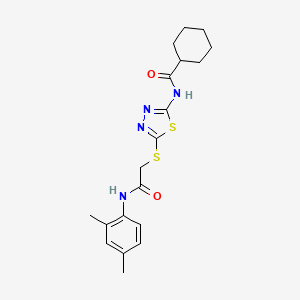 molecular formula C19H24N4O2S2 B2991315 N-[5-[2-(2,4-dimethylanilino)-2-oxoethyl]sulfanyl-1,3,4-thiadiazol-2-yl]cyclohexanecarboxamide CAS No. 392295-61-3