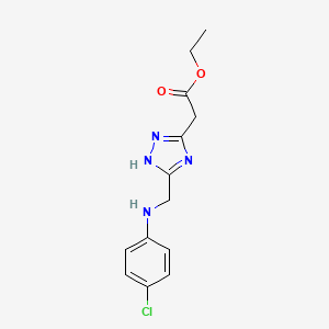 molecular formula C13H15ClN4O2 B2991319 ethyl 2-(3-(((4-chlorophenyl)amino)methyl)-1H-1,2,4-triazol-5-yl)acetate CAS No. 1087648-34-7