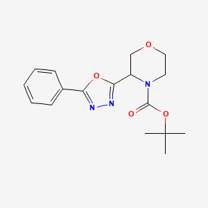 molecular formula C17H21N3O4 B2991338 Tert-butyl 3-(5-phenyl-1,3,4-oxadiazol-2-yl)morpholine-4-carboxylate CAS No. 1803592-25-7