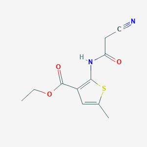 molecular formula C11H12N2O3S B2991378 Ethyl 2-[(cyanoacetyl)amino]-5-methylthiophene-3-carboxylate CAS No. 590376-44-6