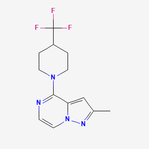 molecular formula C13H15F3N4 B2991383 1-{2-Methylpyrazolo[1,5-a]pyrazin-4-yl}-4-(trifluoromethyl)piperidine CAS No. 2415568-75-9