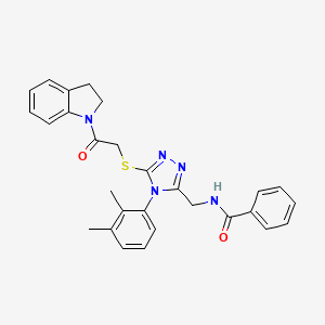 molecular formula C28H27N5O2S B2991388 N-((4-(2,3-dimethylphenyl)-5-((2-(indolin-1-yl)-2-oxoethyl)thio)-4H-1,2,4-triazol-3-yl)methyl)benzamide CAS No. 394241-60-2