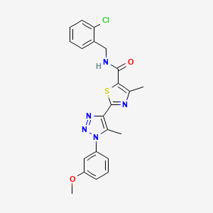 molecular formula C22H20ClN5O2S B2991437 N-(2-chlorobenzyl)-2-[1-(3-methoxyphenyl)-5-methyl-1H-1,2,3-triazol-4-yl]-4-methyl-1,3-thiazole-5-carboxamide CAS No. 1251594-75-8