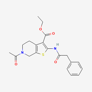 molecular formula C20H22N2O4S B2991444 Ethyl 6-acetyl-2-(2-phenylacetamido)-4,5,6,7-tetrahydrothieno[2,3-c]pyridine-3-carboxylate CAS No. 921091-23-8
