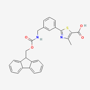 molecular formula C27H22N2O4S B2991489 2-(3-(((((9H-Fluoren-9-yl)methoxy)carbonyl)amino)methyl)phenyl)-4-methylthiazole-5-carboxylic acid CAS No. 2137897-10-8