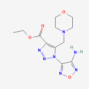 molecular formula C12H17N7O4 B2991493 Ethyl 1-(4-amino-1,2,5-oxadiazol-3-yl)-5-(morpholinomethyl)-1H-1,2,3-triazole-4-carboxylate CAS No. 311314-84-8