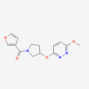 molecular formula C14H15N3O4 B2991495 Furan-3-yl(3-((6-methoxypyridazin-3-yl)oxy)pyrrolidin-1-yl)methanone CAS No. 2034503-05-2