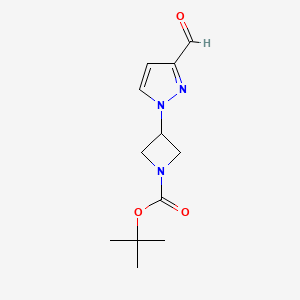 molecular formula C12H17N3O3 B2991543 Tert-butyl 3-(3-formylpyrazol-1-yl)azetidine-1-carboxylate CAS No. 2253639-93-7