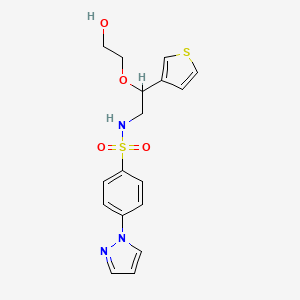 molecular formula C17H19N3O4S2 B2991624 N-(2-(2-hydroxyethoxy)-2-(thiophen-3-yl)ethyl)-4-(1H-pyrazol-1-yl)benzenesulfonamide CAS No. 2034616-86-7