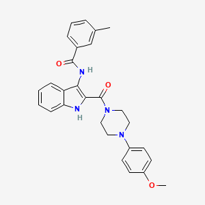 molecular formula C28H28N4O3 B2991672 N-{2-[4-(4-methoxyphenyl)piperazine-1-carbonyl]-1H-indol-3-yl}-3-methylbenzamide CAS No. 1029725-24-3