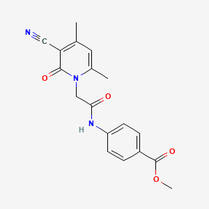 molecular formula C18H17N3O4 B2991725 Methyl 4-[[2-(3-cyano-4,6-dimethyl-2-oxopyridin-1-yl)acetyl]amino]benzoate CAS No. 878677-58-8