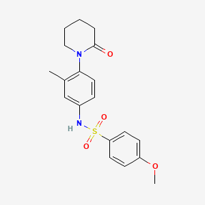 molecular formula C19H22N2O4S B2991745 4-methoxy-N-(3-methyl-4-(2-oxopiperidin-1-yl)phenyl)benzenesulfonamide CAS No. 941980-21-8