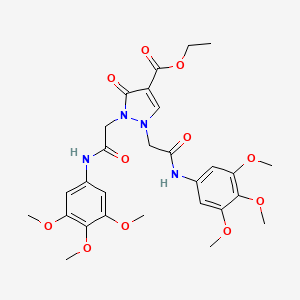 molecular formula C28H34N4O11 B2991846 ethyl 3-oxo-1,2-bis({[(3,4,5-trimethoxyphenyl)carbamoyl]methyl})-2,3-dihydro-1H-pyrazole-4-carboxylate CAS No. 931745-67-4