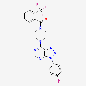 molecular formula C22H17F4N7O B2991876 (4-(3-(4-fluorophenyl)-3H-[1,2,3]triazolo[4,5-d]pyrimidin-7-yl)piperazin-1-yl)(2-(trifluoromethyl)phenyl)methanone CAS No. 920385-97-3