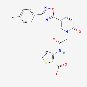 molecular formula C22H18N4O5S B2991921 methyl 3-(2-(2-oxo-5-(3-(p-tolyl)-1,2,4-oxadiazol-5-yl)pyridin-1(2H)-yl)acetamido)thiophene-2-carboxylate CAS No. 1112408-79-3