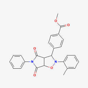 molecular formula C26H22N2O5 B2992059 methyl 4-(4,6-dioxo-5-phenyl-2-(o-tolyl)hexahydro-2H-pyrrolo[3,4-d]isoxazol-3-yl)benzoate CAS No. 1005271-15-7