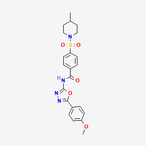 molecular formula C22H24N4O5S B2992147 N-[5-(4-methoxyphenyl)-1,3,4-oxadiazol-2-yl]-4-(4-methylpiperidin-1-yl)sulfonylbenzamide CAS No. 442881-21-2