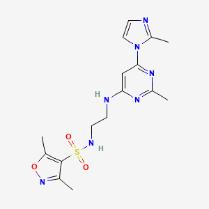 3,5-dimethyl-N-(2-((2-methyl-6-(2-methyl-1H-imidazol-1-yl)pyrimidin-4-yl)amino)ethyl)isoxazole-4-sulfonamide