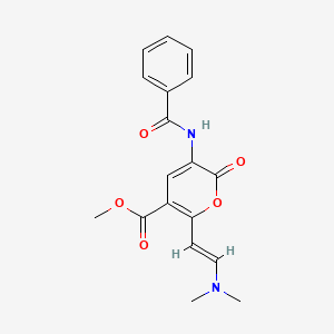 molecular formula C18H18N2O5 B2992233 methyl 5-benzamido-2-[(E)-2-(dimethylamino)ethenyl]-6-oxopyran-3-carboxylate CAS No. 341966-15-2