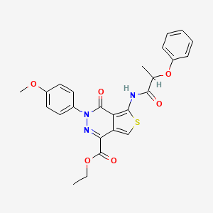 molecular formula C25H23N3O6S B2992281 ethyl 3-(4-methoxyphenyl)-4-oxo-5-(2-phenoxypropanamido)-3H,4H-thieno[3,4-d]pyridazine-1-carboxylate CAS No. 851952-32-4
