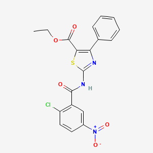 molecular formula C19H14ClN3O5S B2992291 Ethyl 2-(2-chloro-5-nitrobenzamido)-4-phenylthiazole-5-carboxylate CAS No. 313683-70-4