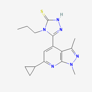 B2992374 5-(6-cyclopropyl-1,3-dimethyl-1H-pyrazolo[3,4-b]pyridin-4-yl)-4-propyl-4H-1,2,4-triazole-3-thiol CAS No. 937598-30-6