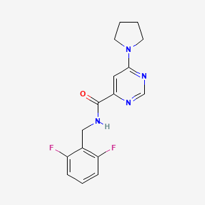 molecular formula C16H16F2N4O B2992396 N-(2,6-difluorobenzyl)-6-(pyrrolidin-1-yl)pyrimidine-4-carboxamide CAS No. 2034228-40-3