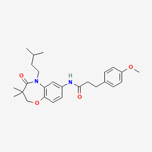 N-(5-isopentyl-3,3-dimethyl-4-oxo-2,3,4,5-tetrahydrobenzo[b][1,4]oxazepin-7-yl)-3-(4-methoxyphenyl)propanamide